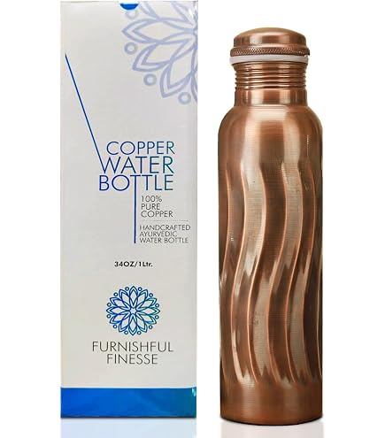 Amazon.com: FURNISHFUL FINESSE Pure Copper Water Bottle 34oz (1