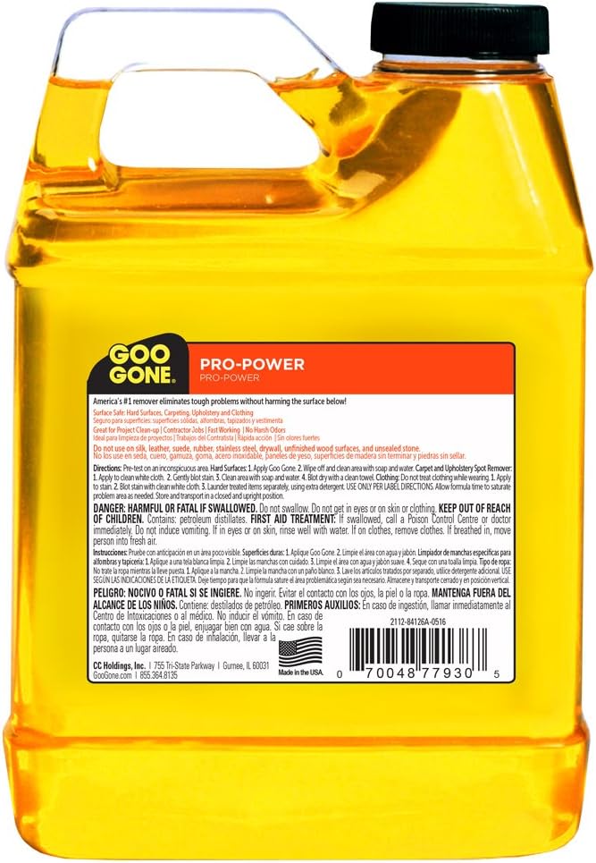 Goo Gone Pro-Power - 32 Ounce 2 Pack - Professional Strength Adhesive Remover, Removes Stickers, Tape, Grease and More: Health & Personal Care