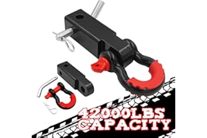 MILINI Shackle Hitch Receiver, 2 inch 42000 Lbs Maximum Break Strength, Solid with 3/4'' D Ring, Heavy Duty Towing Hitch Receivers, Never Rust, Best Towing Accessories for Vehicle Recovery Off-Road