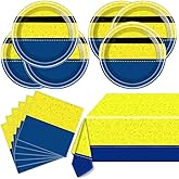 Yellow Big Eyes Cartoon Birthday Party Tableware, 20Plates and 20Napkins And Tablecovers 70 * 42inch,Yellow Cartoon Big Eyes Birthday Party Supplie
