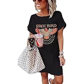 Vintage Rock Country Music Dress for Women Rock Concert Band Graphic Tshirt Casual Letter Print Short Dress