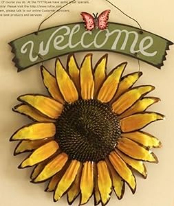 Bonlting 12x15 Vintage Hanging Butterfly Sunflower Welcome Sign Sunflower Decor for Door Hanging Home Decor