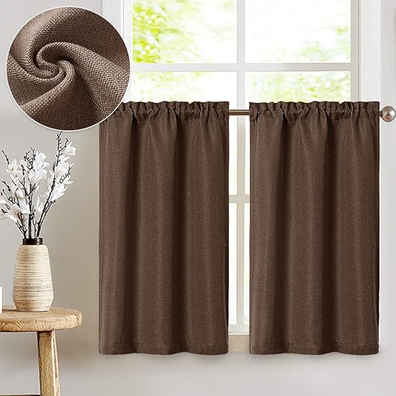 Amazon.com: Linen Textured Tier Curtains Rod Pocket Flax Linen Look