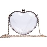 SUKUTU Womens Heart Shape Evening Bag Purse Velvet Party Tote Mini Handbag Clutch Chain Clear Shoulder Bag