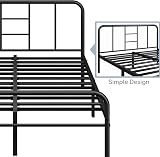 Yaheetech Black Metal Double Bed Frame 4ft6 with Curved Headboard view 7