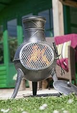 Panama Cast Iron Chiminea Patio Heater Log Burner Garden Outdoor view 2