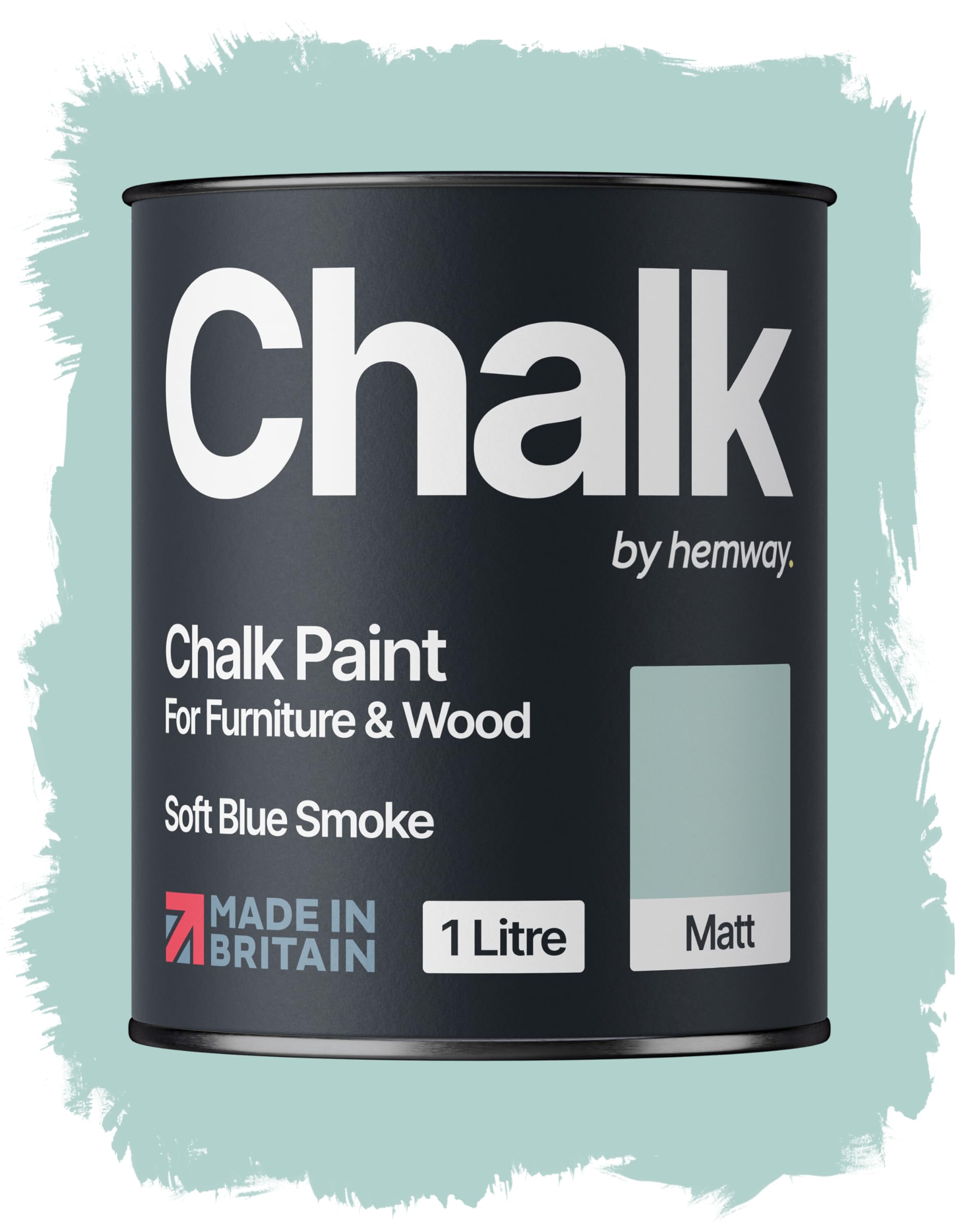 Hemway Chalk Paint Soft Blue Smoke Furniture Paint 1L, Matt Finish Shabby Chic, Chalk Furniture & Walls, Quick Dry & 1 Coat