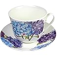 Roy Kirkham Jumbo Breakfast Tea Cup and Saucer in Hydrangea Design | Made in England UK