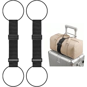 Luggage Connector Straps for Suitcases, Adjustable Add-a-Bag Belt 2 Pack | Multi-Use Strong Elastic Fastening Luggage Straps,