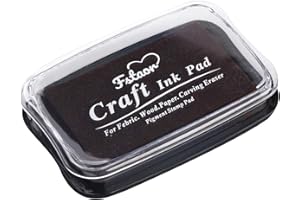 Fstaor Large Brown Ink Pad for Rubber Stamps, 4 × 2.6 inch Non-Toxic Washable Safe Stamp Pads for Kids, Ink Pads Permanent for Paper Wood Fabric