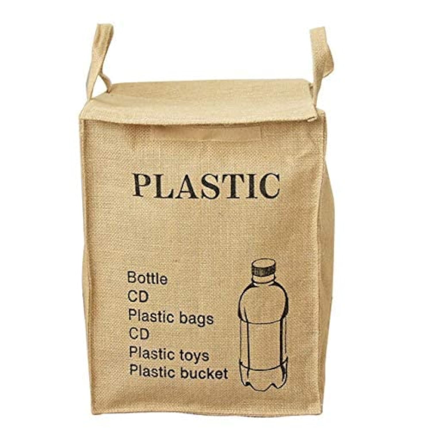 Jute Weave Recycling Bag Waste Bin Bags Basket for Home Kitchen Office - Natural Style Recycle Garbage Trash Sorting Bins Organizer Baskets Recycling Container