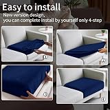 Teynewer Sofa Seat Cushion Covers Velvet Stretch Non Slip 2 Seater Blue view 5