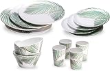 VonShef Melamine Dinnerware Set 16Pc Leaf Print Plates Bowls Tumblers view 9