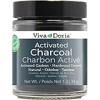 Viva Doria Activated Charcoal Powder, Hardwood Derived, Food Grade, 34 g glass jar
