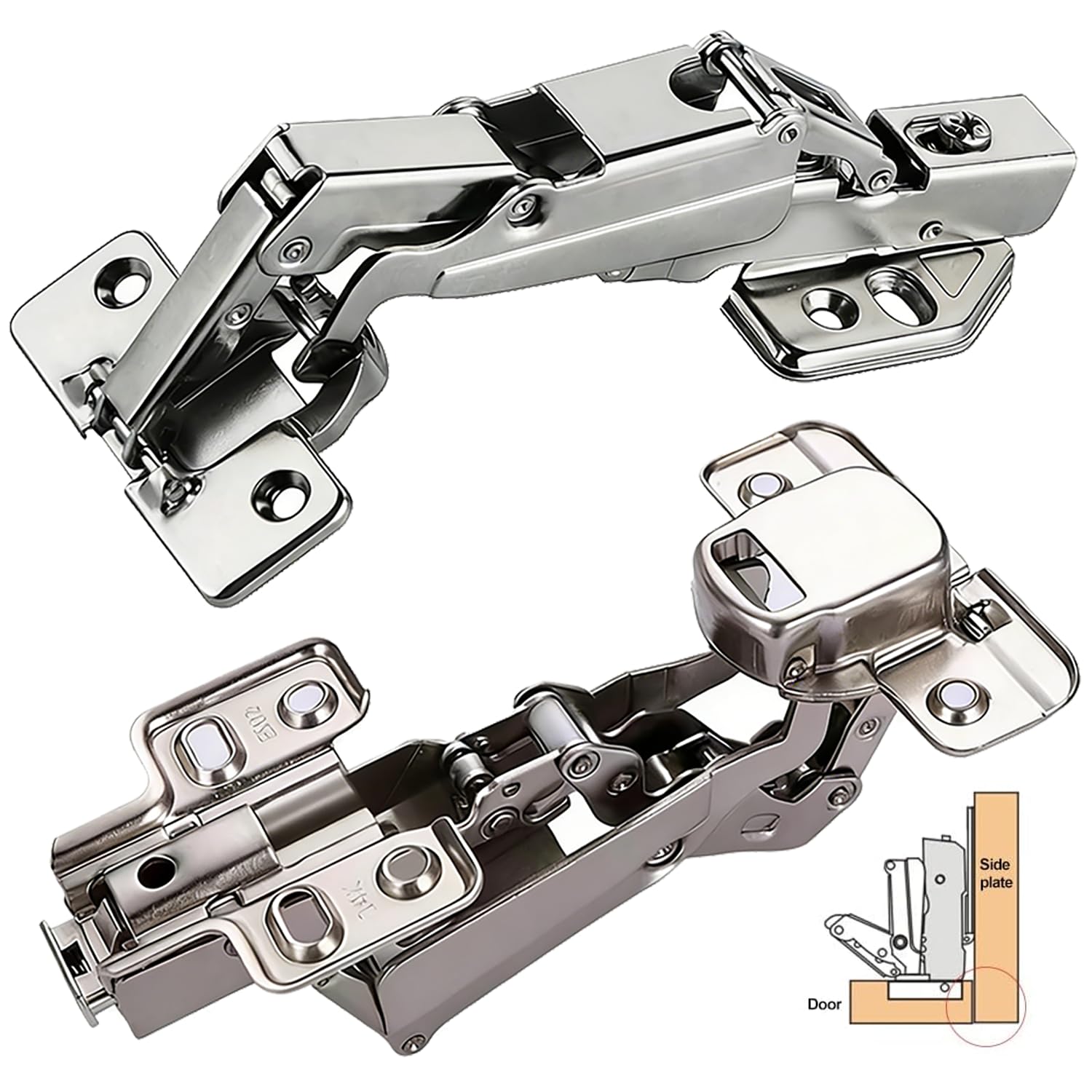 2 Pcs Kitchen Cabinet Door Hinges 165 Degree,Cupboard Hinges,Soft Close Hinge for Kitchen Cupboards,Silent Folding Corner Hinges for Doors (Big Bend Without Cover)