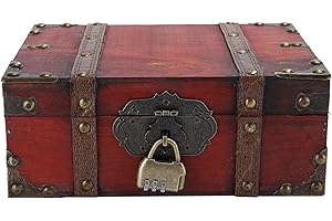 Vintage Wooden Boxes with Lock,Wooden Storage and Decorative Box Treasure Jewelry Chest,Handcrafted Decorative Boxes with Lid