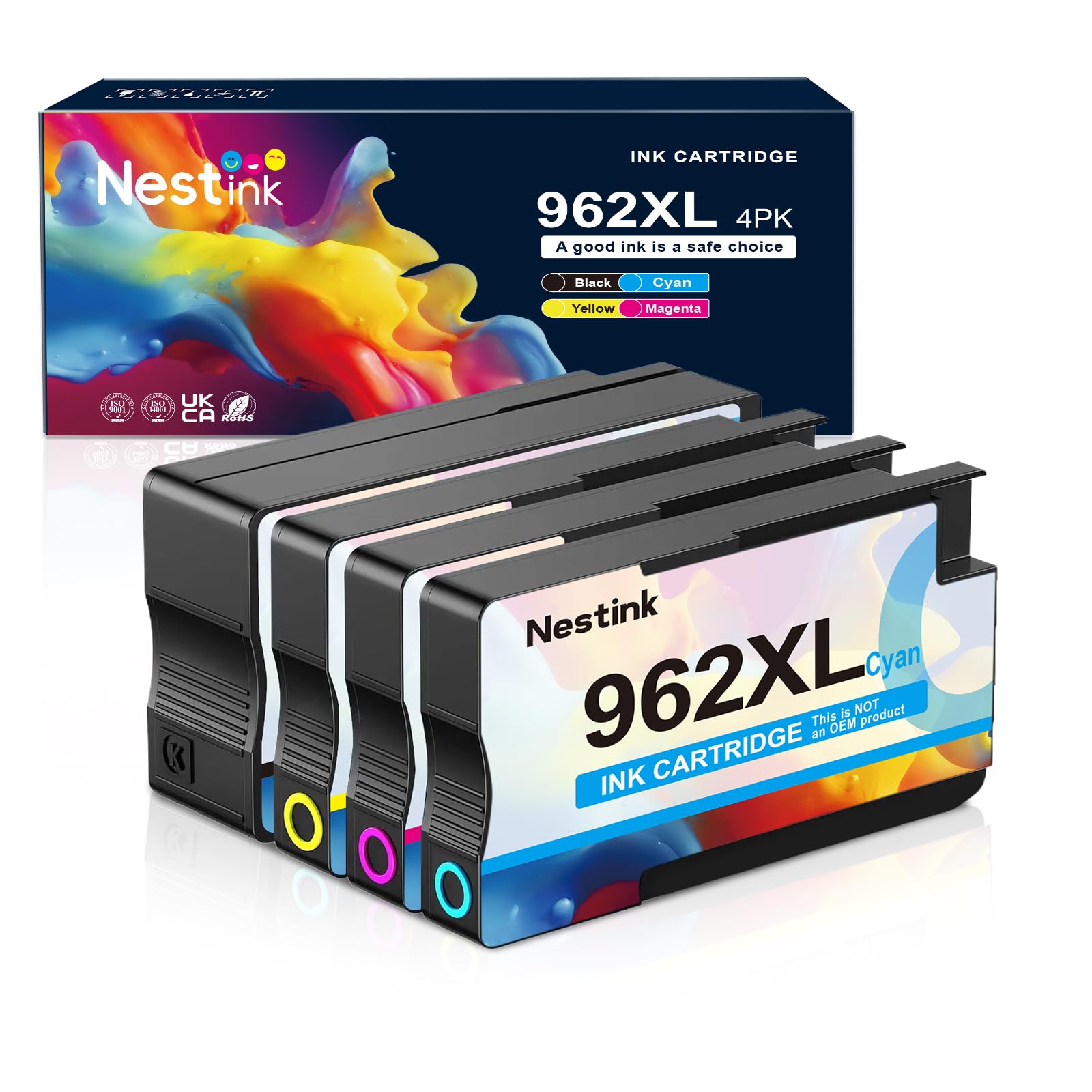 Photo 1 of 962XL Ink Replacement for HP 962XL Ink Cartridges Combo Pack for HP Ink 962XL Black and 962 Color Combo Pack Use with Officejet Pro 9010 Ink Cartridges 9015 9020 9025 Printers