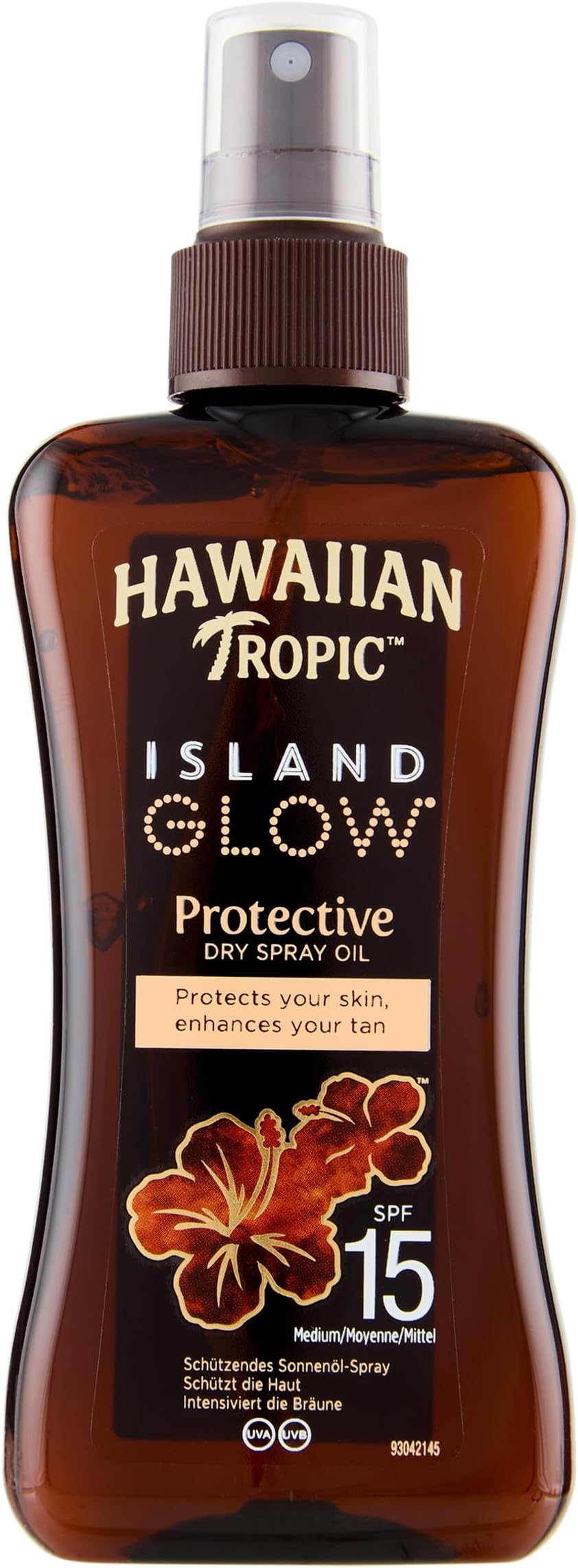 HAWAIIAN Tropic Island Glow Dry Spray Oil SPF15 200ml Protective Sun Care