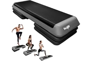 Yes4All Adjustable Workout Aerobic Exercise Step Platform Health Club Size with 4 Adjustable Risers Included and Extra Risers Options