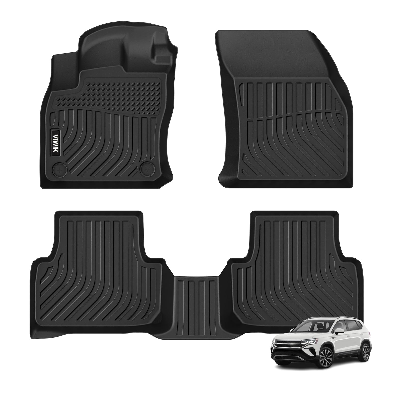VIWIK Floor Mats Compatible for 2022-2023 Taos, All Weather Custom Car Mats Full Set Include 1st & 2nd Row, Automotive Floor Liners TPE Black Image VIWIK Floor Mats Compatible for 2022-2023 Taos, All Weather Custom Car Mats Full Set Include 1st & 2nd Row, Automotive Floor Liners TPE Black Image