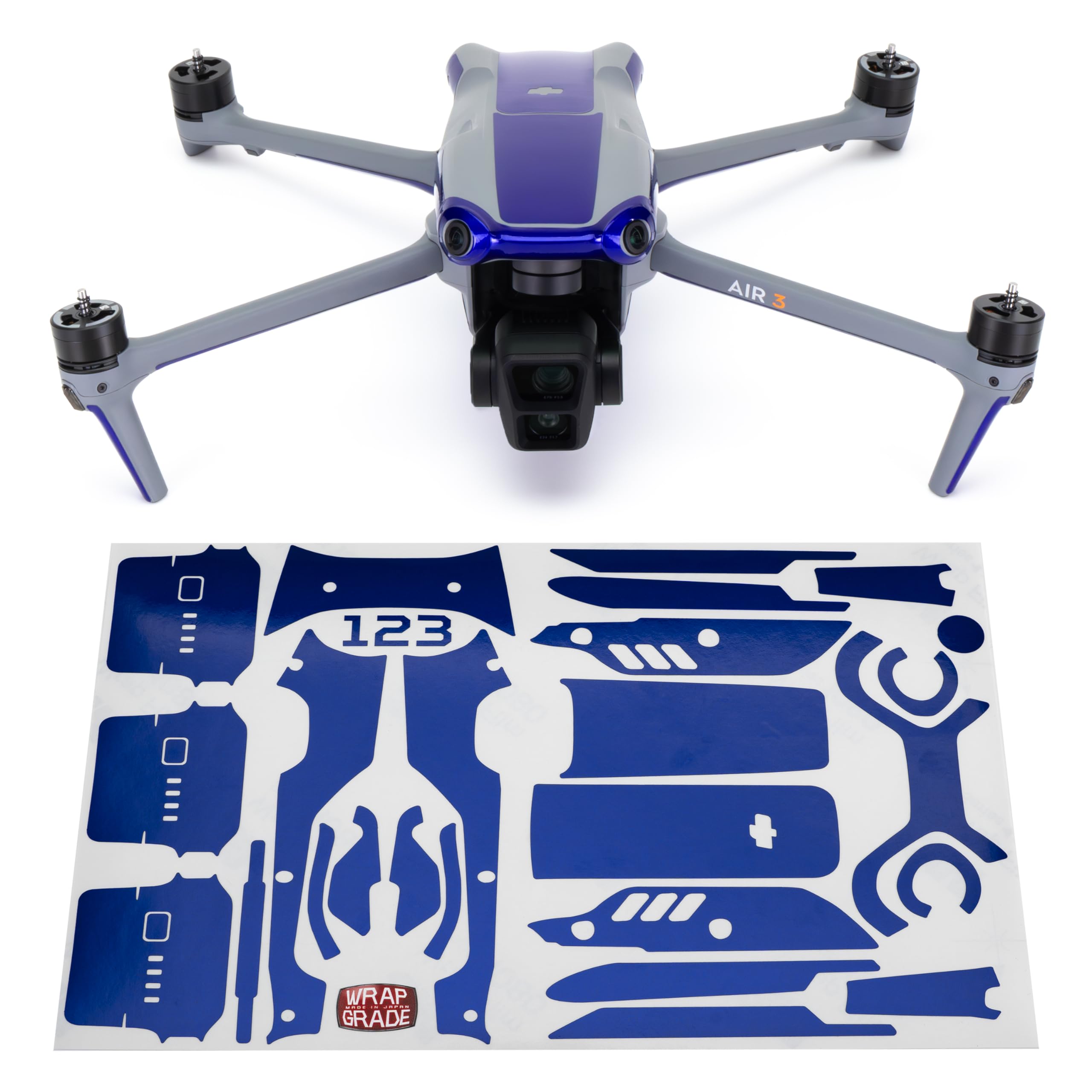 WRAPGRADE Skin Stickers compatible with DJI Air 3 | Accent Color (STRATOSPHERE BLUE)