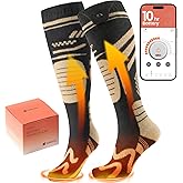 SURGOAL Merino Wool Heated Socks, 7.4V Rechargeable Battery Up to 10-Hour, APP-Controlled Electric Ski Socks for Men Women, Snowboarding, Hunting, Camping