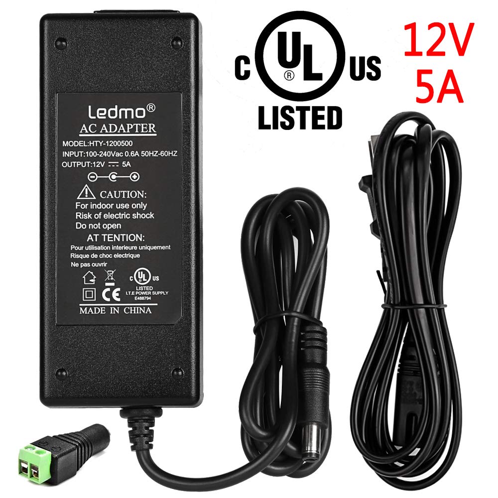 LED Power Supply, LEDMO Power Adapter, AC 100-240V to DC 12V Transformers, Power Supply for LED Strip Light, 60W Max, 5A