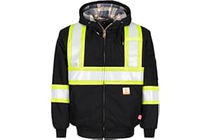 BOCOMAL FR Jackets Insulated Hi Vis Flame Resistant Heavyweight Hooded Coat Outwear Water Repellent Stain Resistant CAT4