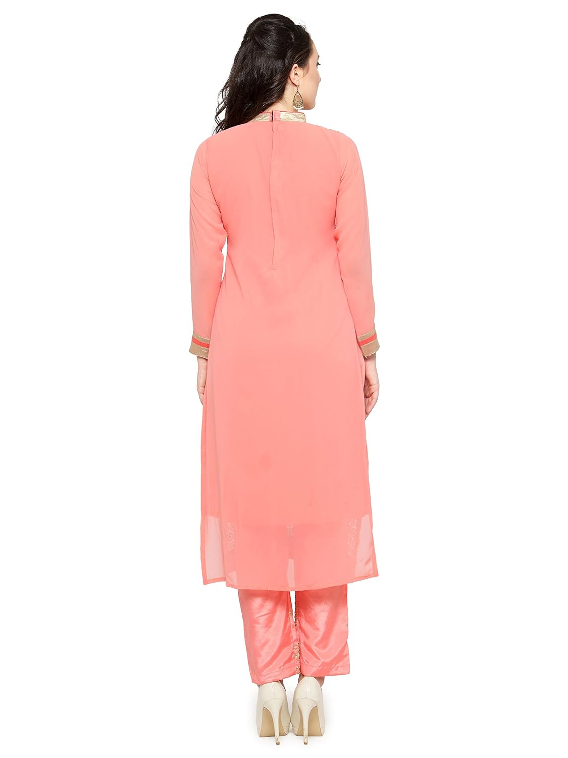 kvsfab women's pure georgette drees material(pink)