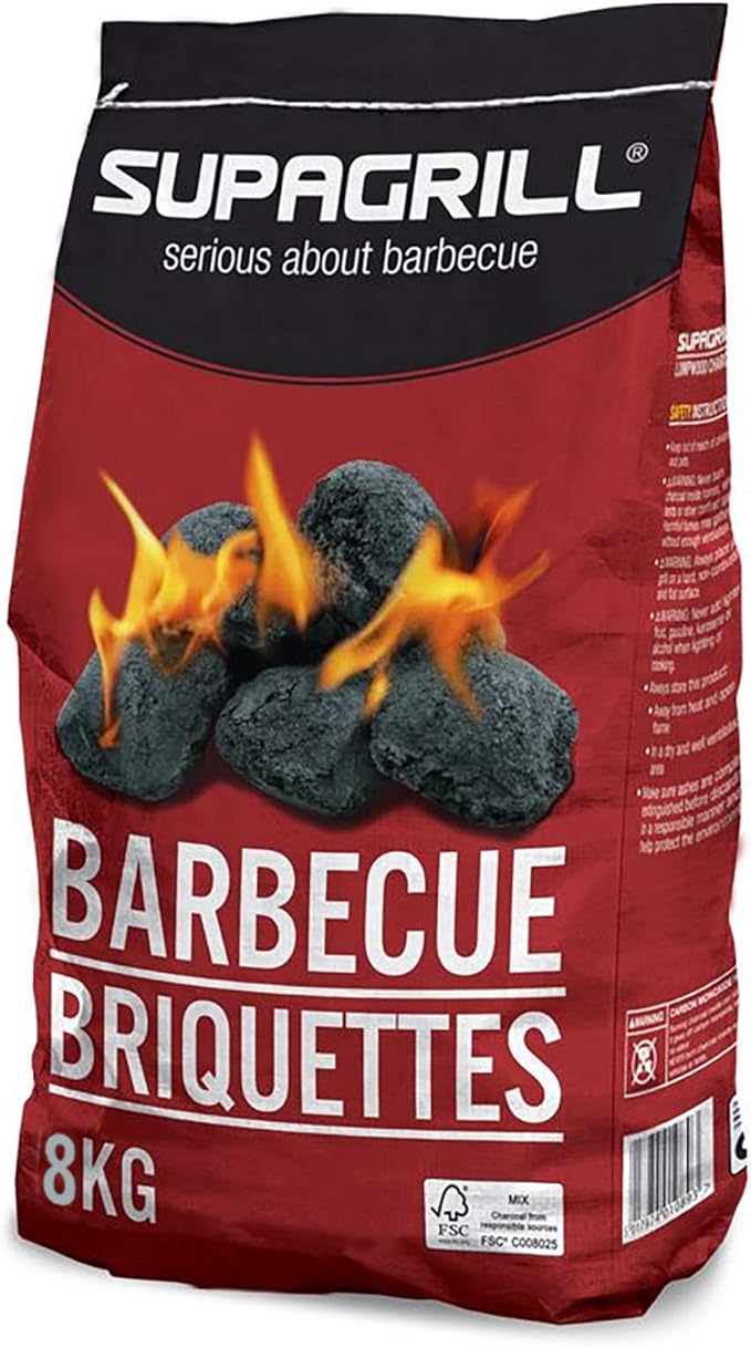Supagrill CPL 8KG BBQ Briquettes Barbecue Charcoal Coal Fuel Cooking