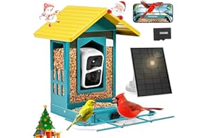 PeckCam® Metal Bird Feeder with Camera+Solar Panel 32G Card 1080P AI Identify Real-Time Notification Share with Others, Smart Bird Feeder Camera Wireless Outdoor, Ideal Xmas Gift for Bird Lover