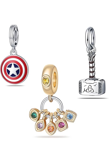 HappyStar 925 Sterling Silver Charms - Cubic Zirconia Pendants For Bracelets With Spacer Bead