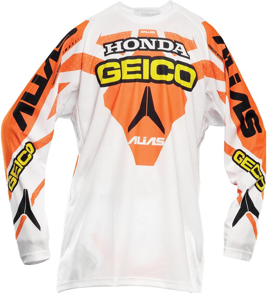 Alias A1 Geico Team Men's Off-Road/Dirt Bike Motorcycle Jersey - White/Neon Orange