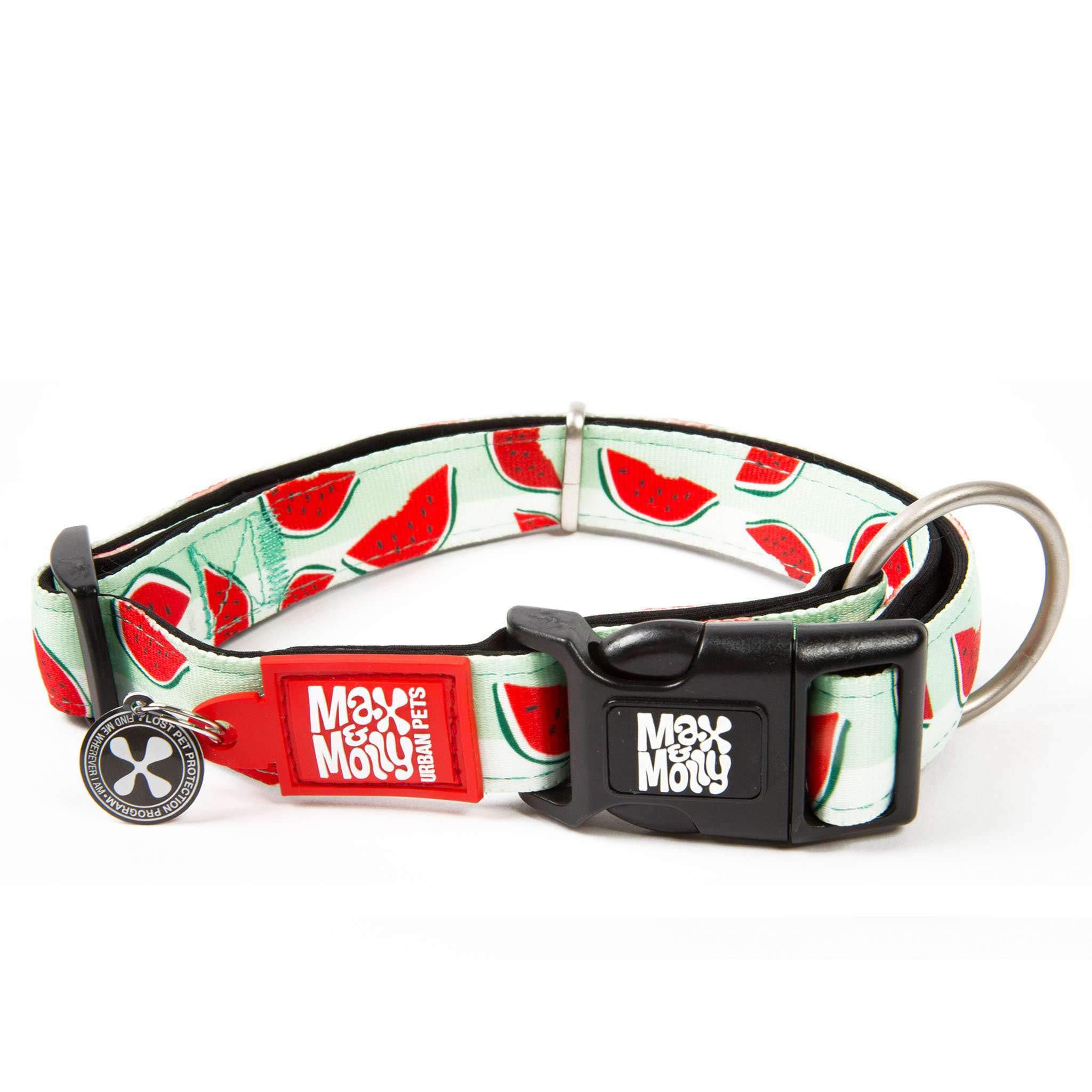 Max & Molly Watermelon Smart Id Collar |Comfortable | Odor Free Neoprene |Smart Id Tag | Lost Pet Protection Program | Extraordinary Dog Collar, M