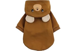 QWINEE Bear Dog Hoodie Dog Warm Jacket Coat Puppy Sweatshirt Christmas Halloween Dog Costume Cosplay Winter Dog Clothes Pet Apparel for Small Medium Dogs Cats Kitten Coffee Brown XL