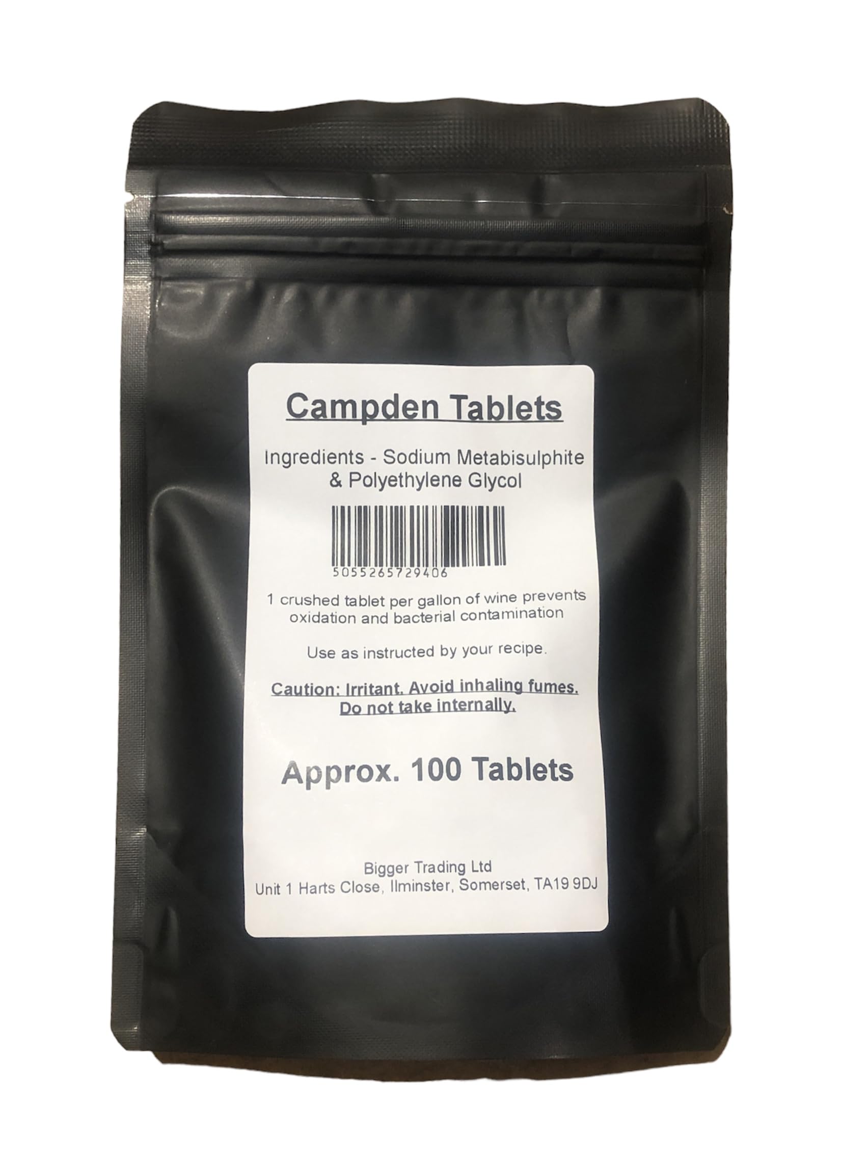 Bigger Jugs Campden Tablets - Pack of 100 (Approx.) Supplied in a Heavy Duty resealable Pouch with Tamper Proof Seal