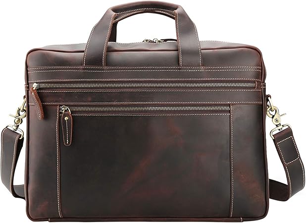 Mens leather briefcase with trolley strap Clearance