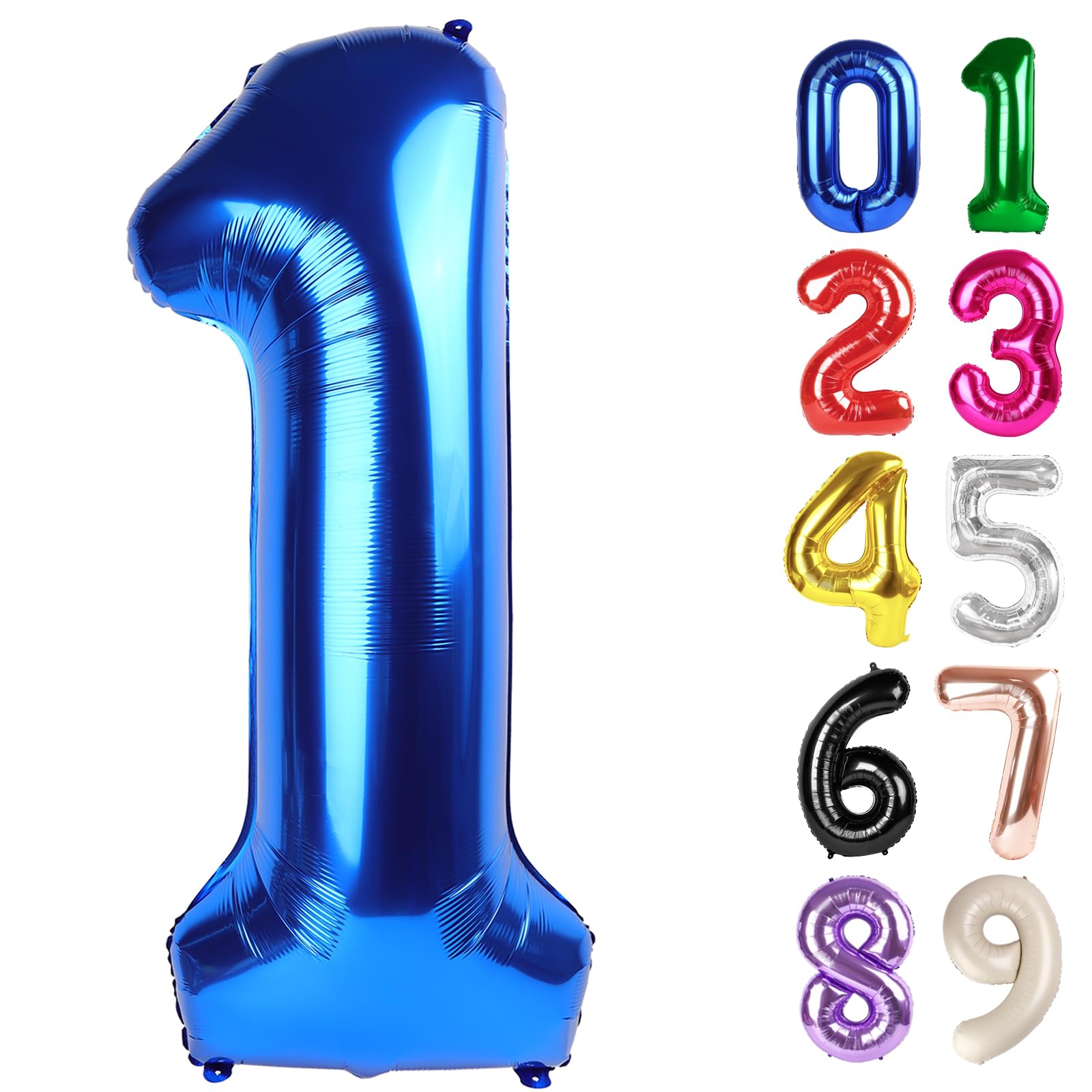 Photo 1 of 1 Balloon - Metallic Blue Birthday Number Balloons, 40 Inch Large Foil Balloons for Men Women Boys Girls Metallic Blue Themed Birthday Decorations