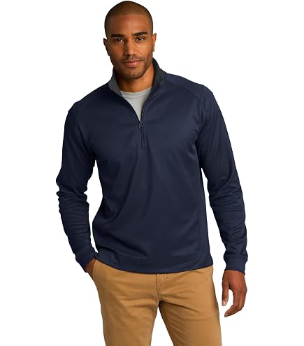 Port Authority Fleece 1/4-Zip Pullover Black at Amazon Men's