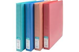 Yoobi 1 Inch Binder Set, 3 Ring Binders with Plastic Cover, 2 Pocket Sleeves and D Rings, Organizer for up to 220 Sheets of Loose Paper, 4 Pack Cute Binders, Multicolor, Office or School Supplies