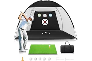 ZUAIAI Golf Net: 10 x 7ft Golf Practice Nets, Golf Hitting Net for Backyard, Golf Chipping Net for Garage, Outdoor/Indoor Golf Net and Mat, Ideal Golf Gifts for Men