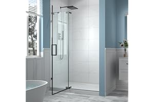 Comfystyle 44-48" W x 70" H Piovt Swing Glass Shower Door, Pivot Frameless Shower Glass Door with 5/16"(8mm) Clear SGCC Tempered Glass,Matte Black Finish Shower Doors, Reversible Installation