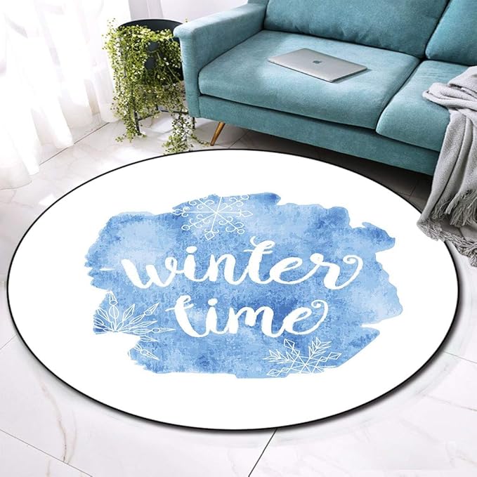 Winter Modern Area Rug, Winter Time Typographic Design Hand