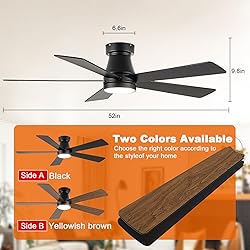 UOJ Ceiling Fans with Lights, 52 inch Low Profile