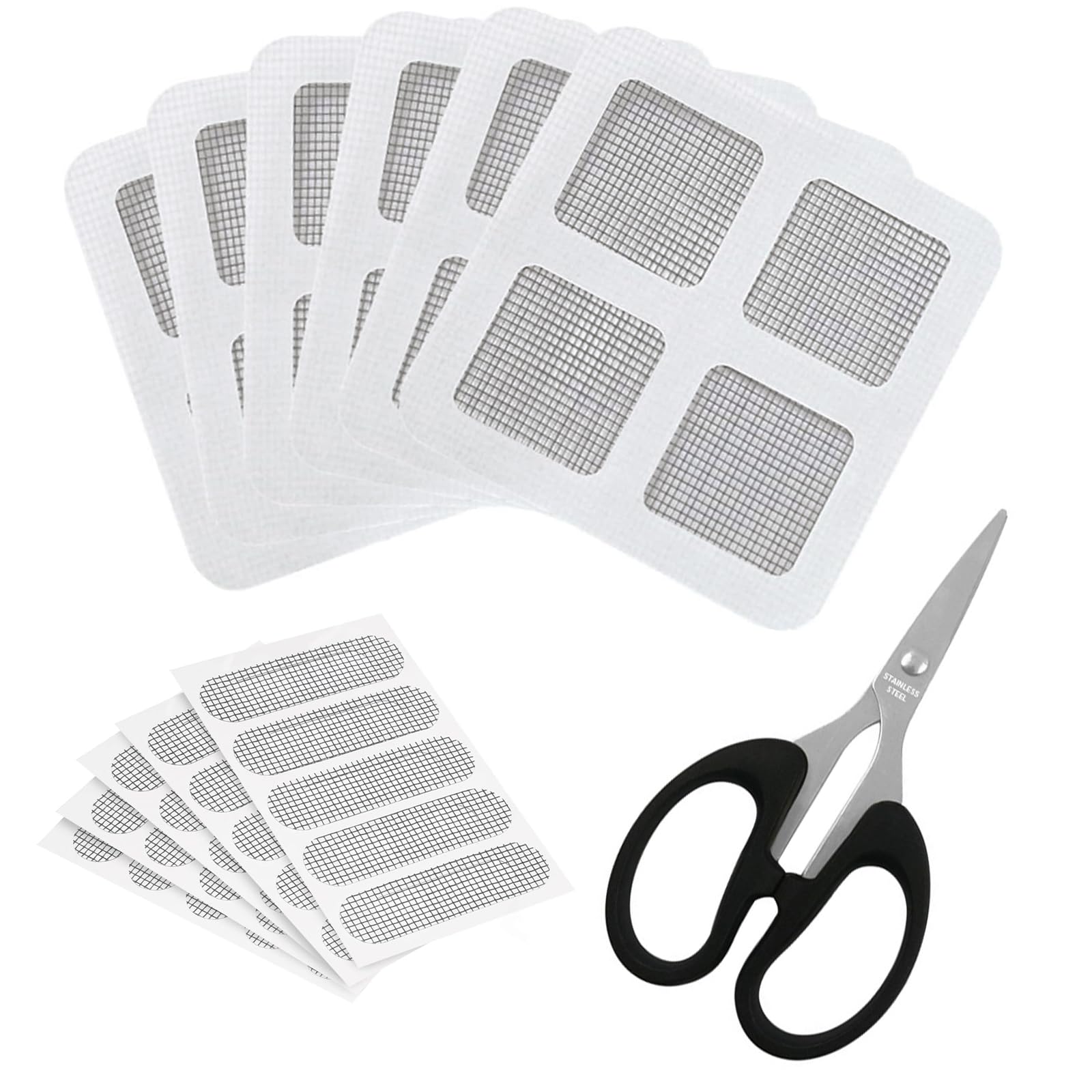 VZU 60 Pieces 270 Stickers Fly Screen Window Repair, Insect Protection Window Repair, Fly Screen Repair Kit, for Repair Stains Prevent Mosquitoes Insects, 2 Sizes