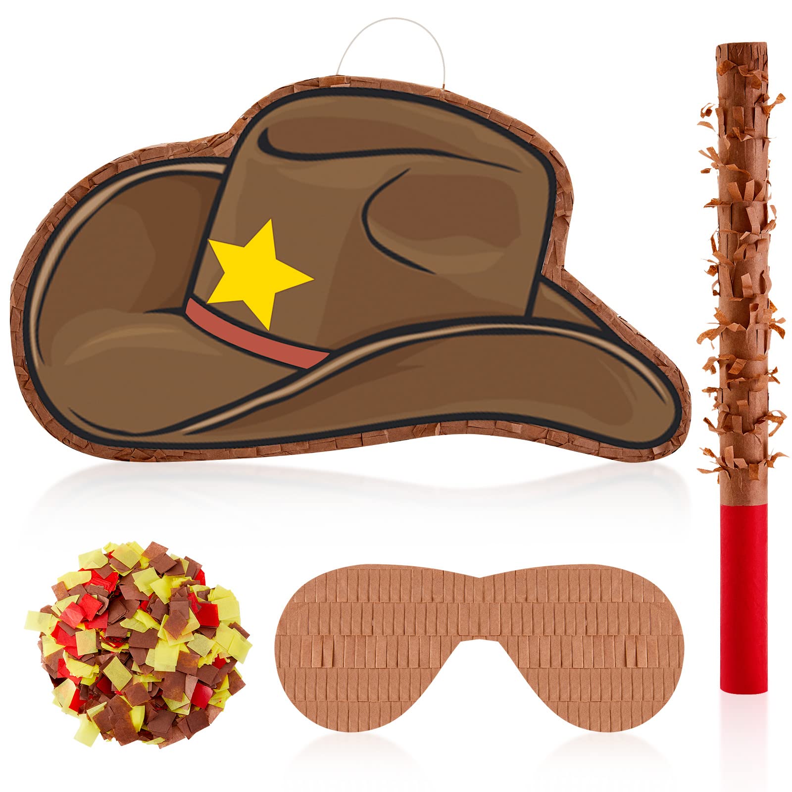 Photo 1 of *****************ONLY THE HAT AND BAT***************
Lewtemi 15. 7 Inch Cowboy Hat Piñata Western Cowboy Theme Birthday Party Decors Favors with Blindfold Stick Confetti Photo Prop Candy Supplies(Simple)