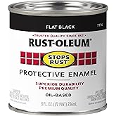 Rust-Oleum 7776730 Protective Enamel Paint, 8-Fl Oz, Flat Black(Pack of 1)