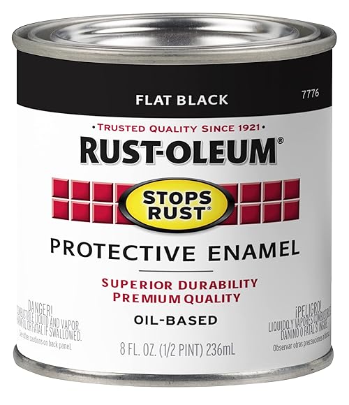 Rust-Oleum 7776730 Protective Enamel Paint, 8-Fl Oz, Flat Black(Pack of 1)
