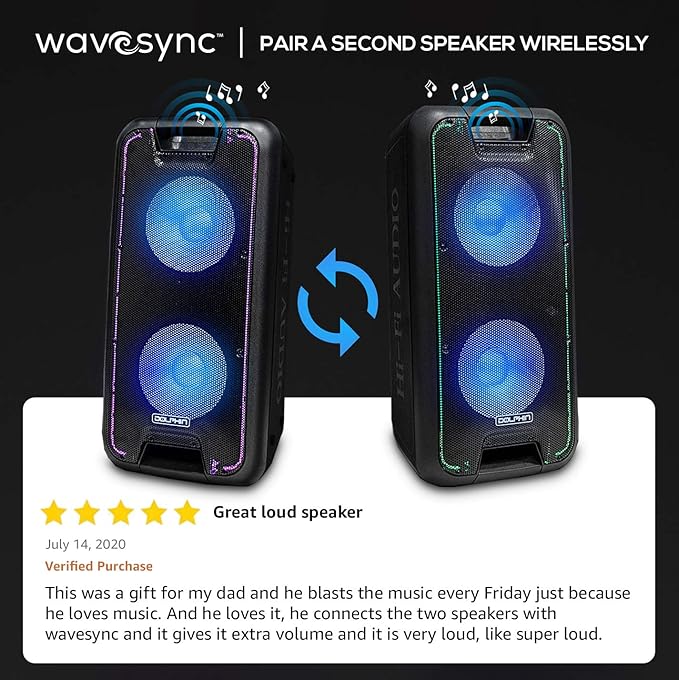 dolphin dual 10 inch rechargeable bluetooth speaker