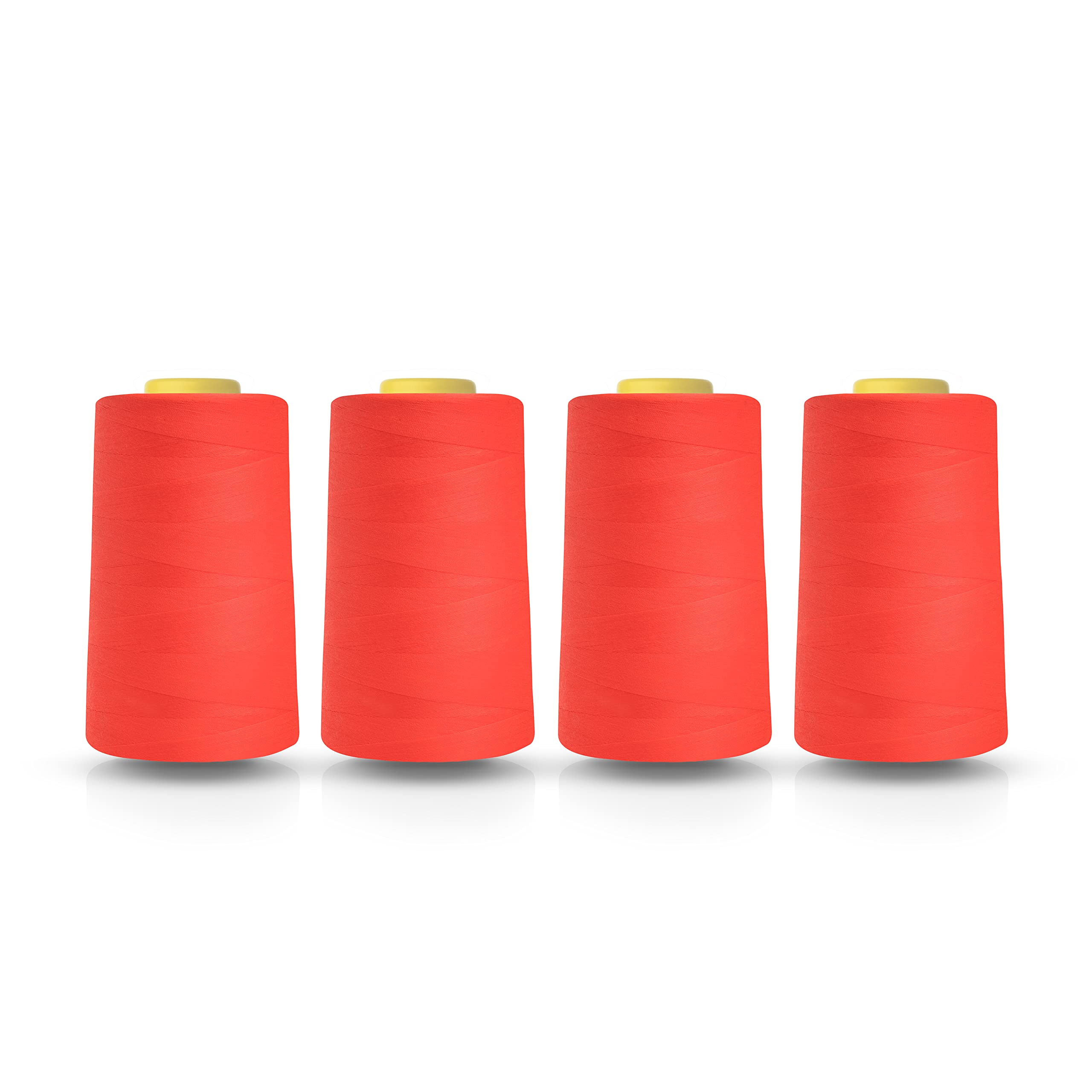 Realm Overlocking Sewing Machine Polyester Thread x Four 5000 Yards Cones White Black Natural Navy Red Grey (High Vis Orange) — image 1